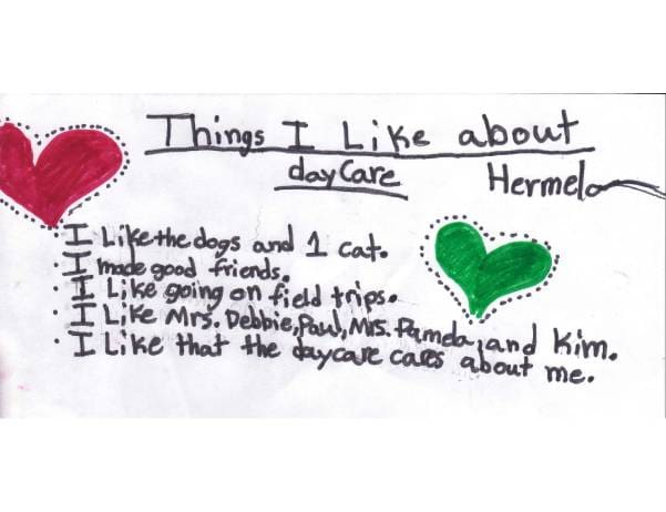 A card with the words " things i like about hermle ".